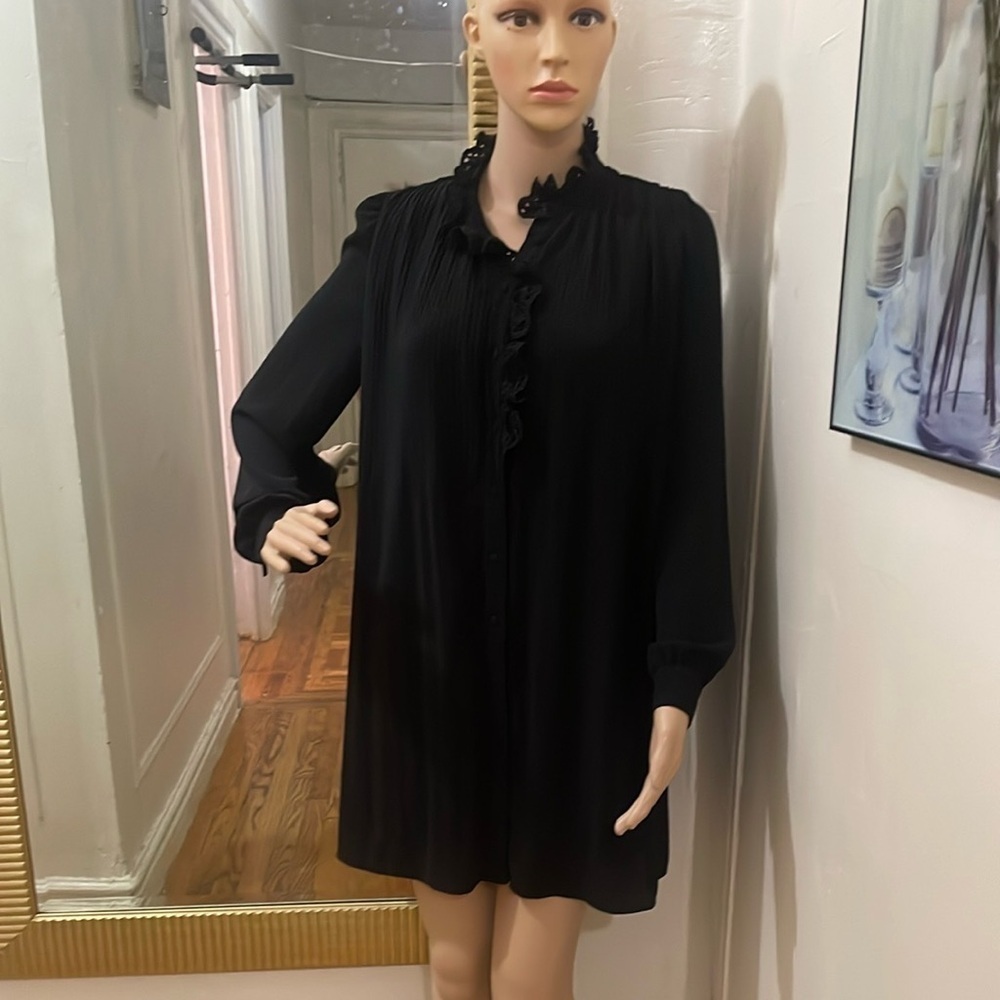 Se’zane Elegant mini Black Dress long sleeve